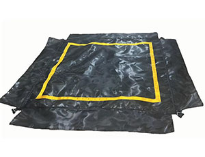 Black trampoline mat with hooks and spring cover