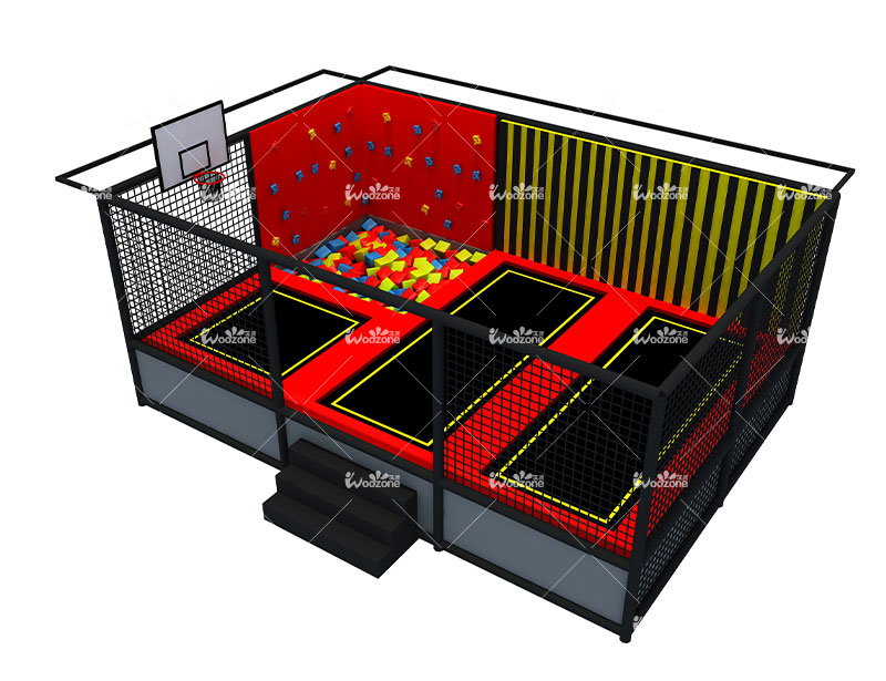 /Small Size Trampoline Park Equipment For Sale With Foam Cubes,Slam Dunk, Climbing Wall And Spider Wall